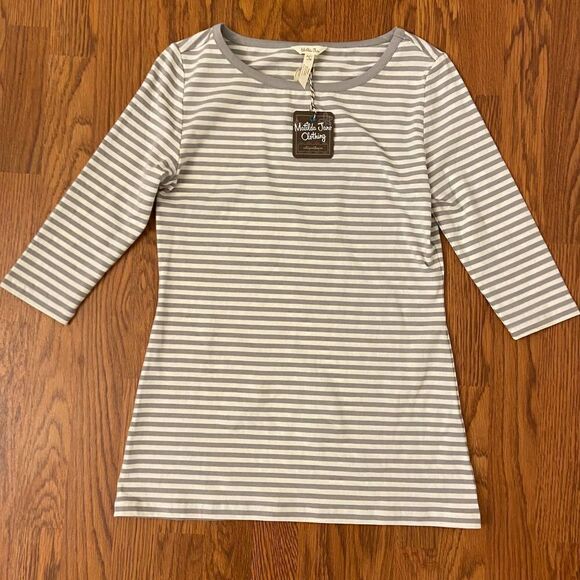 NEW Matilda Jane Joanna Gaines Measure in Love Grey Striped Tee Small - Picture 1 of 3